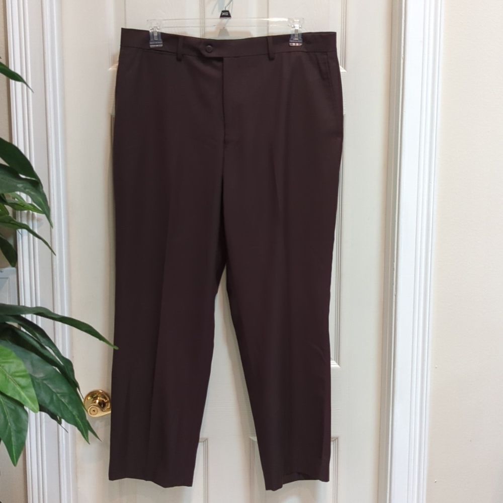 Stafford Super Pant Brown Men's 38x30 Dress Pants
